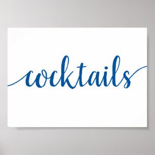 Poster Cocktails simples Azul francês Qualquer sinal de