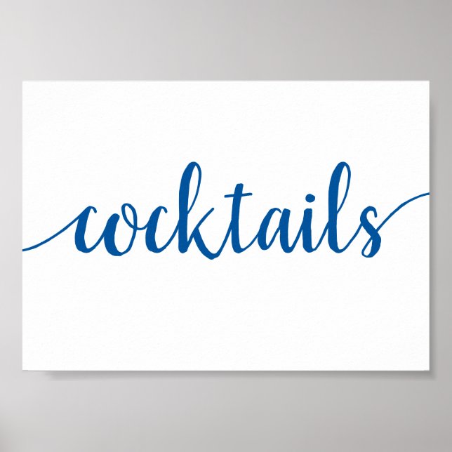 Poster Cocktails simples | Azul francês Qualquer sinal de (Frente)