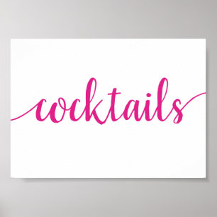 Poster Cocktails simples Rosa Quente Qualquer Sinal De