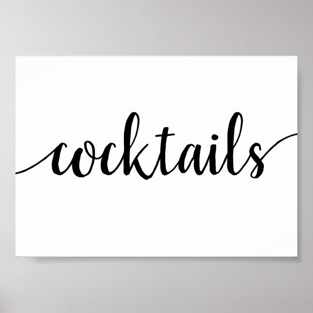 Poster Cocktails simples | Script Preto Qualquer Sinal De (Frente)