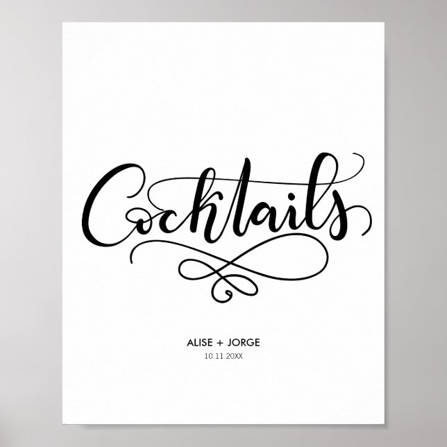 Poster Cocktails - Sinal de Bar - Personalizado (Frente)