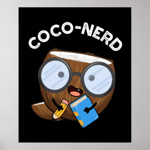 Poster Coco de Fruta Engraçado com nerd de Coco Arroz Esc