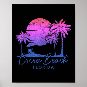 Poster Cocoa Beach Florida Fl Surf Vintage Sunset Surfer