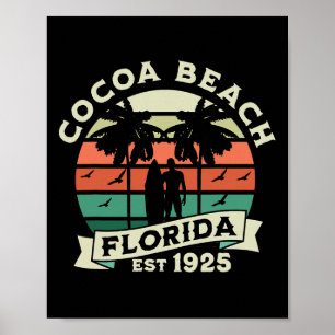 Poster Cocoa Flórida Praia Surfando Férias de Verão Vinta