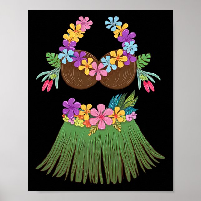 Poster Coconut Bra Lei Flores Gr Skirt Hula Party Hallow (Frente)