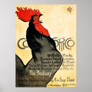 Poster COCORICO 1899 Galinha do Galo Cockerel de Steinlen