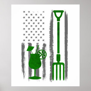 Poster Coctel e jardinagem  - Bandeira americana vintage 