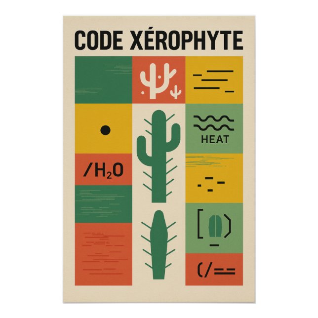 Póster CODE XÉROPHYTE – L’alphabet Cactus (Frente)