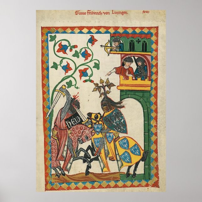 Póster Codex Manesse Graf Friedrich von Leiningen (Frente)