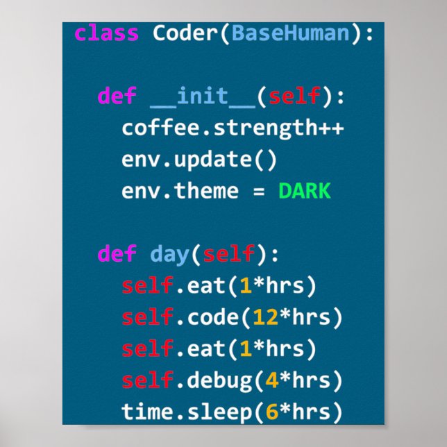Poster Codificação Divertida Python Cl Comer Código Dormi (Frente)