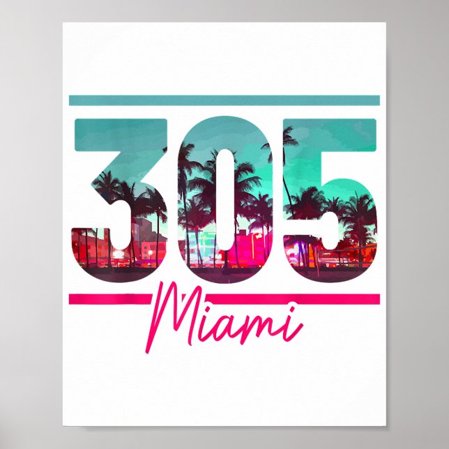 Poster Código de Área de Miami 305 - Prítico de Palmeiras (Frente)