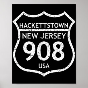 Poster Código de Área de Nova Jersey 908 Hackettstown, Nj