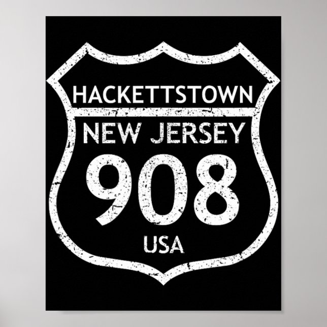 Poster Código de Área de Nova Jersey 908 Hackettstown, Nj (Frente)