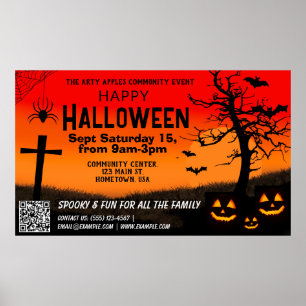 Poster código de banner vermelho e preto feliz do Hallowe