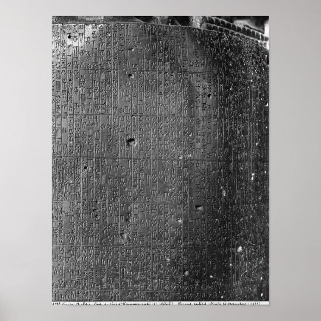 Póster Código de Hammurabi, pormenores da inscrição na co (Frente)
