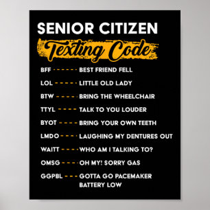 Poster Código de SMS para Idoso Divertido Pessoas Idosas
