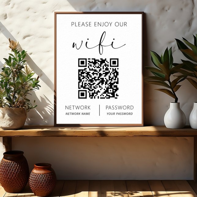 Poster Código QR Branco Aproveite o nosso Wifi (Criador carregado)