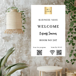 Poster Código QR branco logotipo de negócios sala de semi