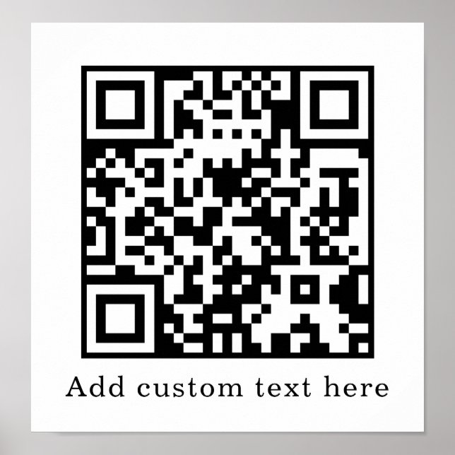 Poster Código QR Branco Personalizado | Exibição de Texto (Frente)