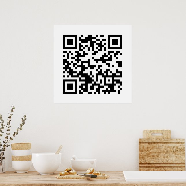 Póster Código QR, Código de resposta rápida, preto e bran (Cozinha)