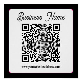 Póster Código QR com letra cursiva de script