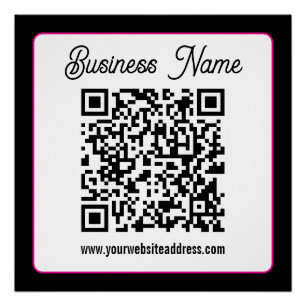 Póster Código QR com letra cursiva de script