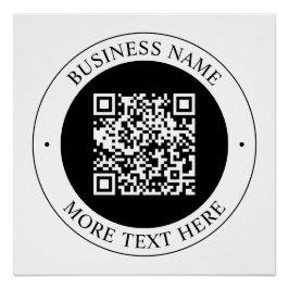 Póster Código QR com Nome da Empresa Texto Circular Editá