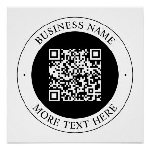 Póster Código QR com Nome da Empresa Texto Circular Editá