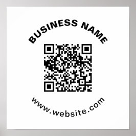 Poster Código QR com Nome da Empresa Texto Circular em Ne