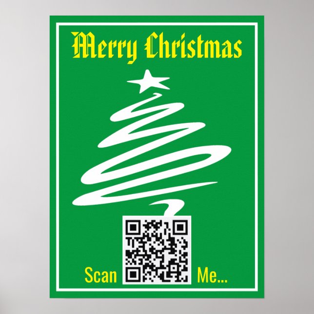 Poster Código QR com saudação de Natal em um (Frente)