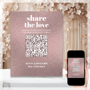Poster Código QR Compartilhe o Sinal de Casamento Dourado