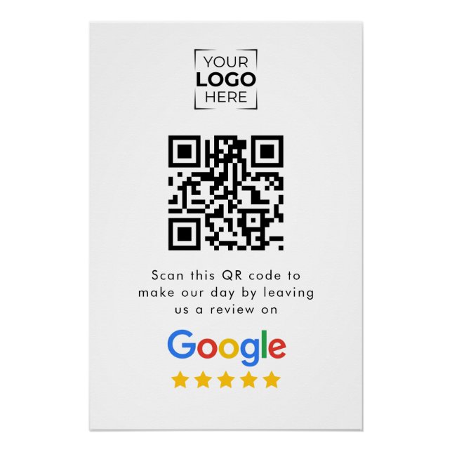 Póster Código QR de Avaliação do Google Negócios  (Frente)