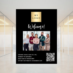 Poster Código QR de boas-vindas do logotipo comercial pre