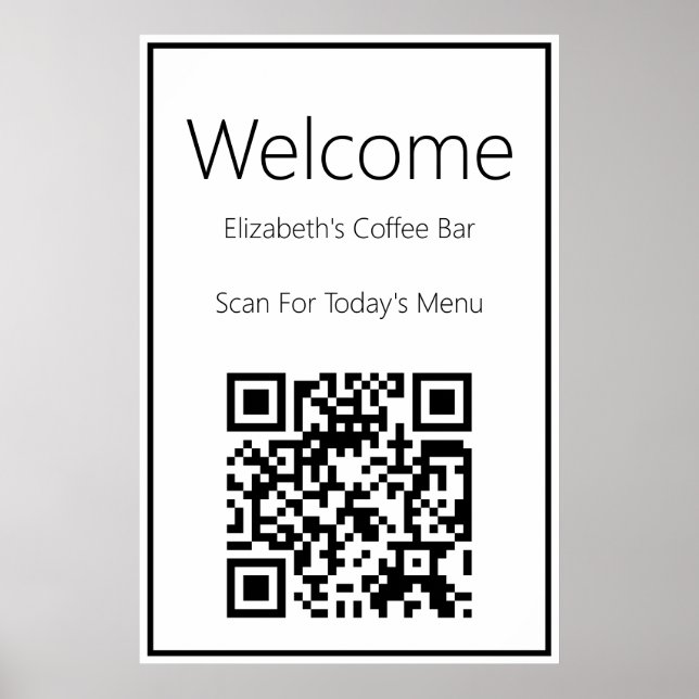 Poster Código QR de Boas-vindas para o Modelo do menu de  (Frente)