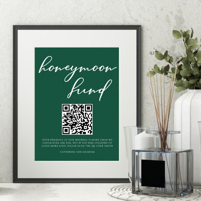 Poster Código QR de Casamento do Fundo de Honestia Verde  (Criador carregado)