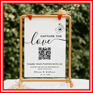 Poster Código QR de Foto Capture O Amor Casamento Moderno
