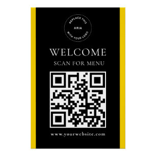 Póster Código QR de Logotipo Personalizado Moderno Brilha