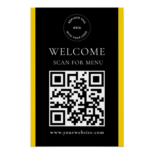 Póster Código QR de Logotipo Personalizado Moderno Brilha (Frente)