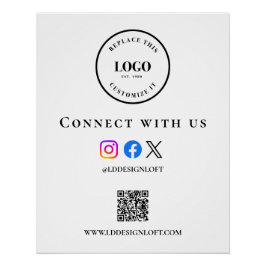 Póster Código QR de mídia social empresarial site Logotip