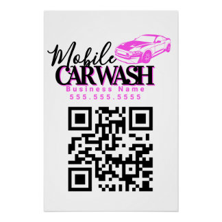 Póster Código QR de Negócios de Lavagem de Carros Móvel