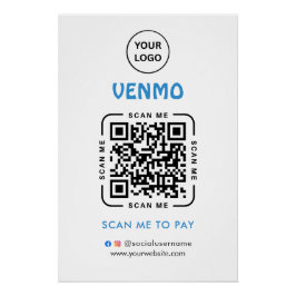 Póster Código QR de Pagamento Venmo | Escaneie para Pagar