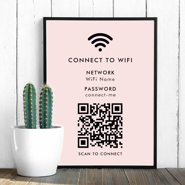Poster Código QR de Rede Wifi Análise da Internet para Li (Wi-Fi poster print wall sign with interactive QR code, connecting visitors seamlessly to your WiFi)