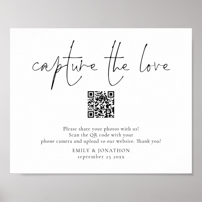 Poster Código QR de Sinal de Foto de Casamento Capture o  (Frente)