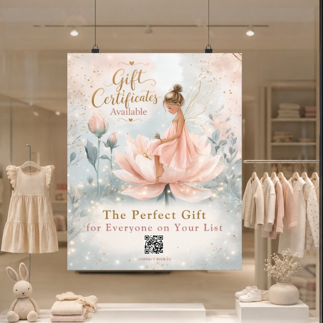 Poster Código QR do Certificado de Presente da Fada Capri (Whimsical Fairy Gift Certificate QR Code Promo Poster)