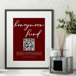 Poster Código QR do Fundo de Honestião de Casamento de Bo