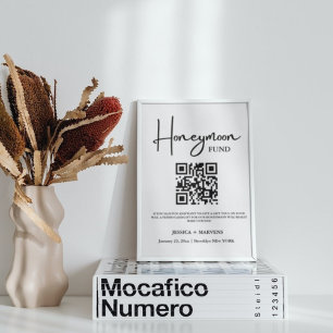 Poster Código QR do Fundo de lua de mel minimalista moder