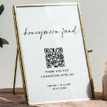 Poster Código QR do Fundo Honeymoon, Sinal de Casamento M<br><div class="desc">Este Sinal de Código QR do Fundo Honeymoon apresenta uma bela elegância minimalista moderna e é perfeito para ser exibido no seu casamento ou evento especial! As cores de texto e de fundo são totalmente editáveis —> clique no botão "Personalizar mais" para editar!</div>