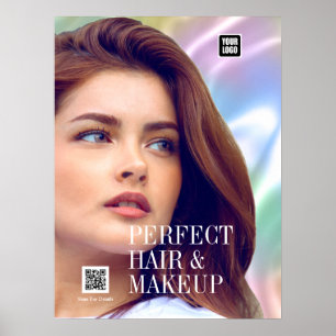 Poster Código QR do logotipo do salão de cabelo da garota