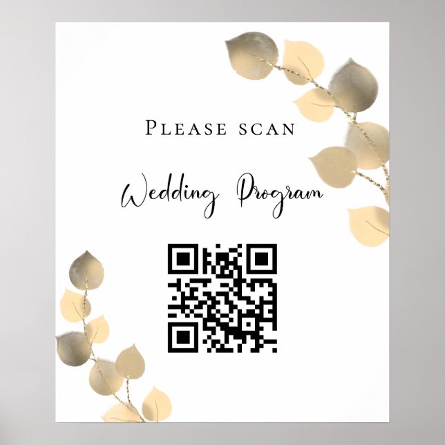 Poster Código QR do programa de casamento eucalipto doura (Frente)