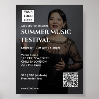 Poster Código QR e Logotipo do Festival de Música de Verã